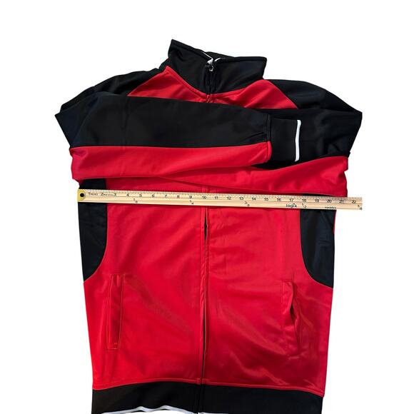Manchester United Track Jacket Red Black Zip Up MUFC Official Size M SoccerMerch - Picture 3 of 7